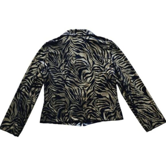 Vintage Joseph Ribkoff trends black and gold velvet zebra print cardigan - Picture 6 of 10